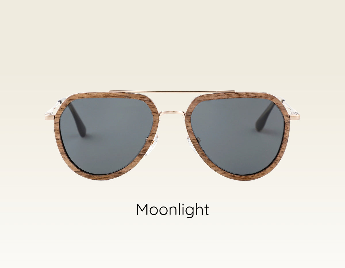 MOONLIGHT Holzsonnenbrille mit Metall