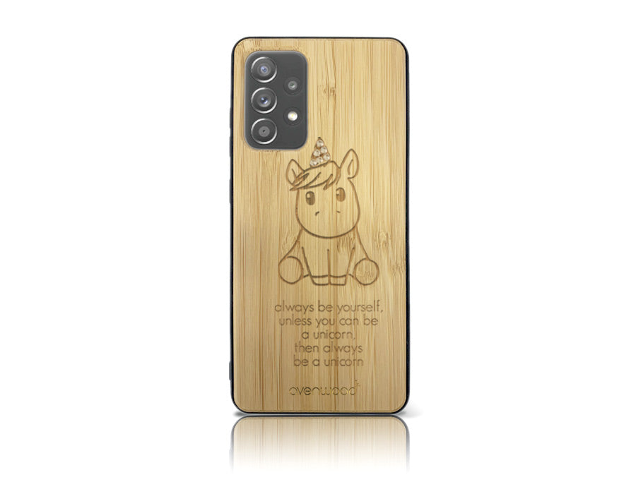 Coque bois-plastique LICORNE SWAROVSKI Samsung Galaxy A72