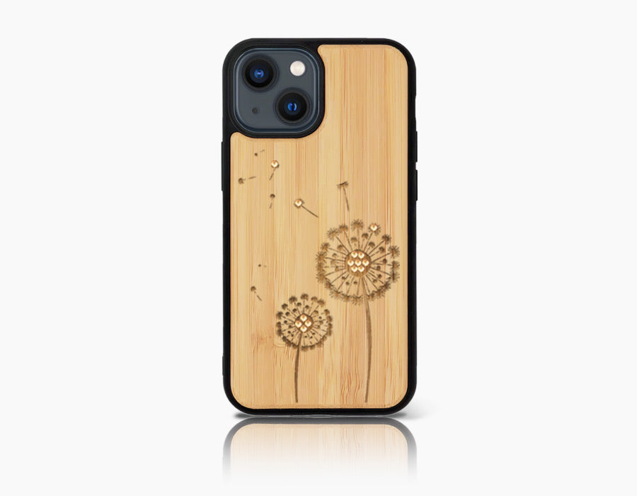 Coque bois-plastique iPhone 13 DANDELION SWAROVSKI