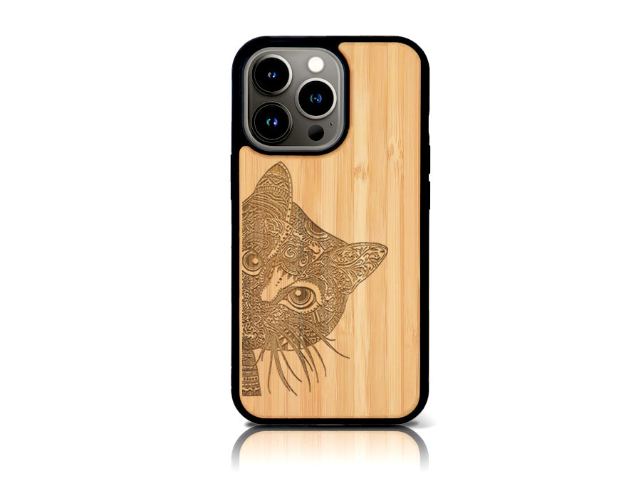 KITTY iPhone 13 Pro Holz-Kunststoff Hülle