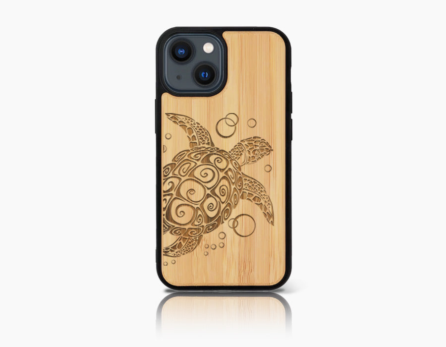 TURTLE iPhone 13 Holz-Kunststoff Hülle