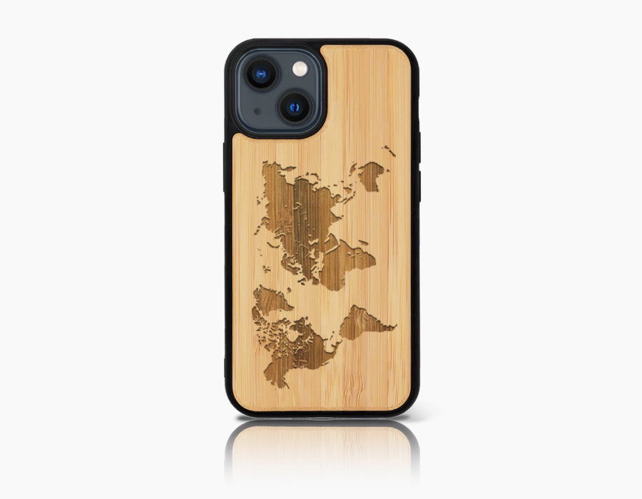 WORLD iPhone 13 Holz-Kunststoff Hülle